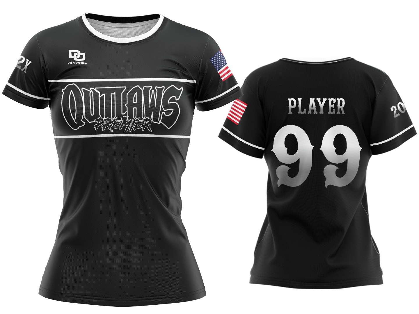 Custom Womens Crew Jersey - Black Premier