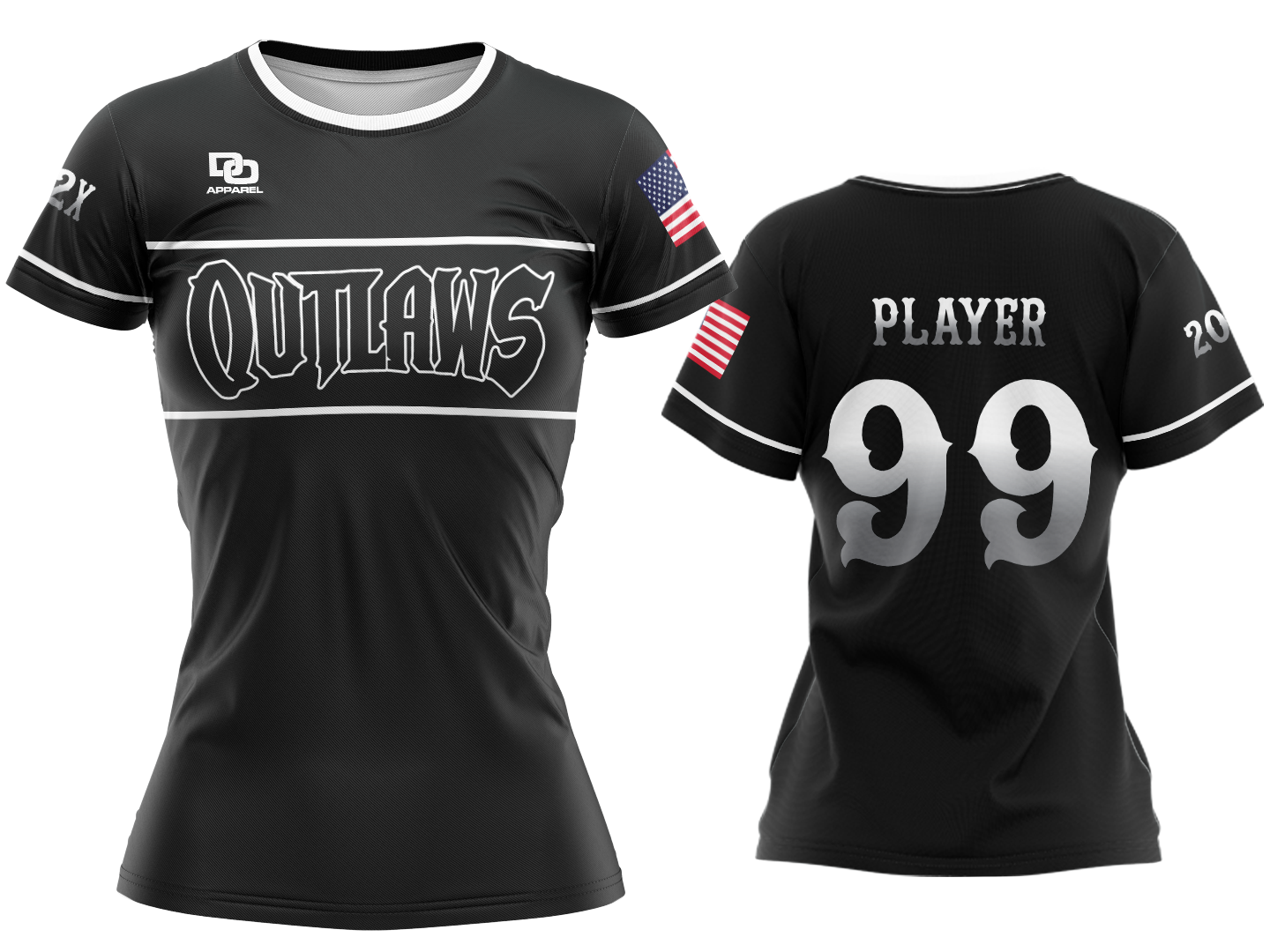 Custom Womens Crew Jersey - Black Regional