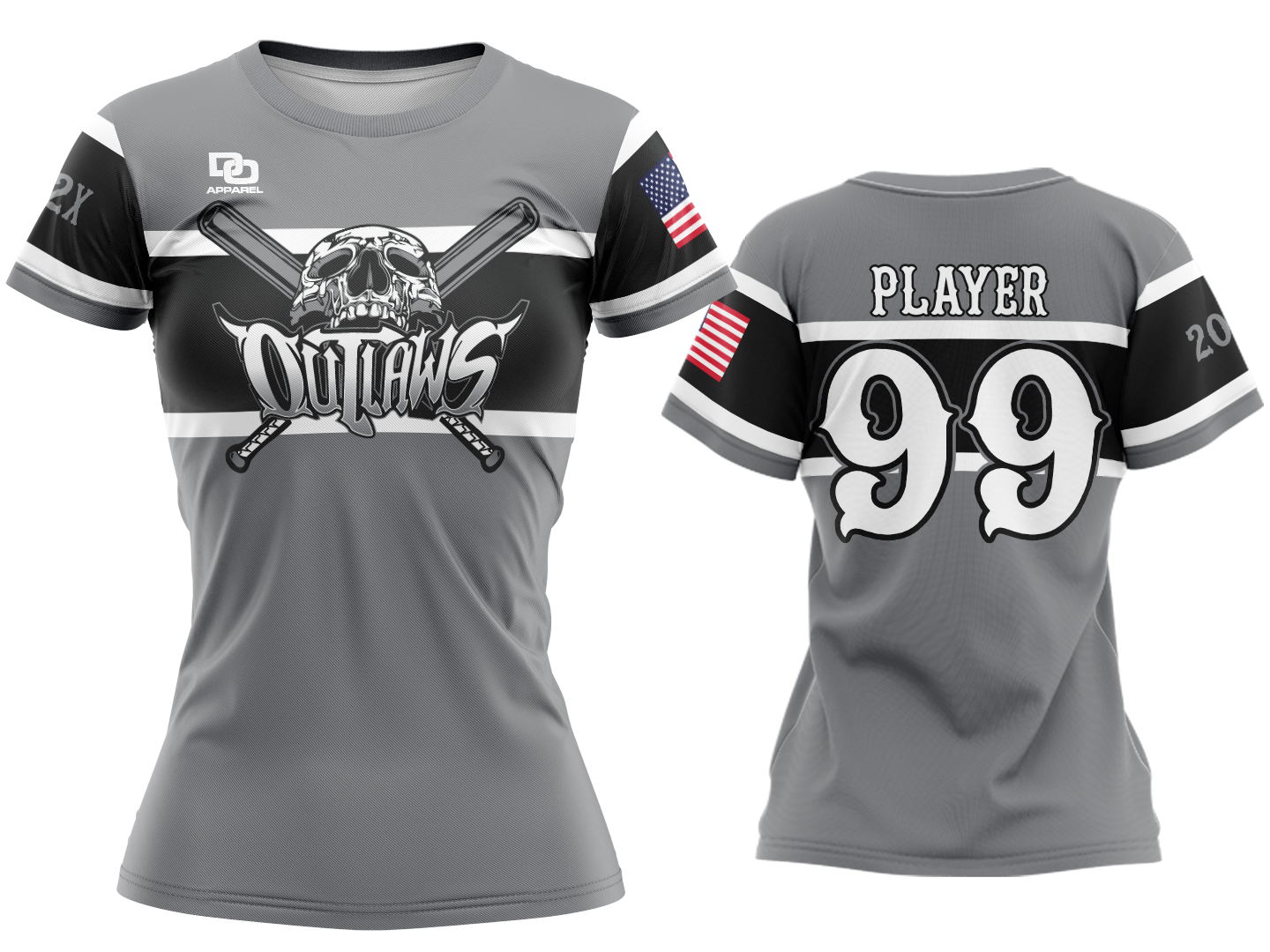 Custom Womens Crew Jersey - 2027 Grey