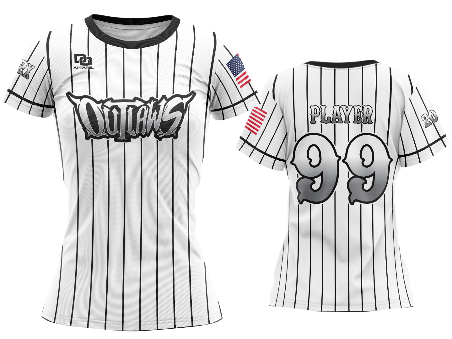Custom Womens Crew Jersey - 2027 White Pinstripe
