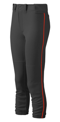 Women's Belted Piped Softball Pant - Black/Red