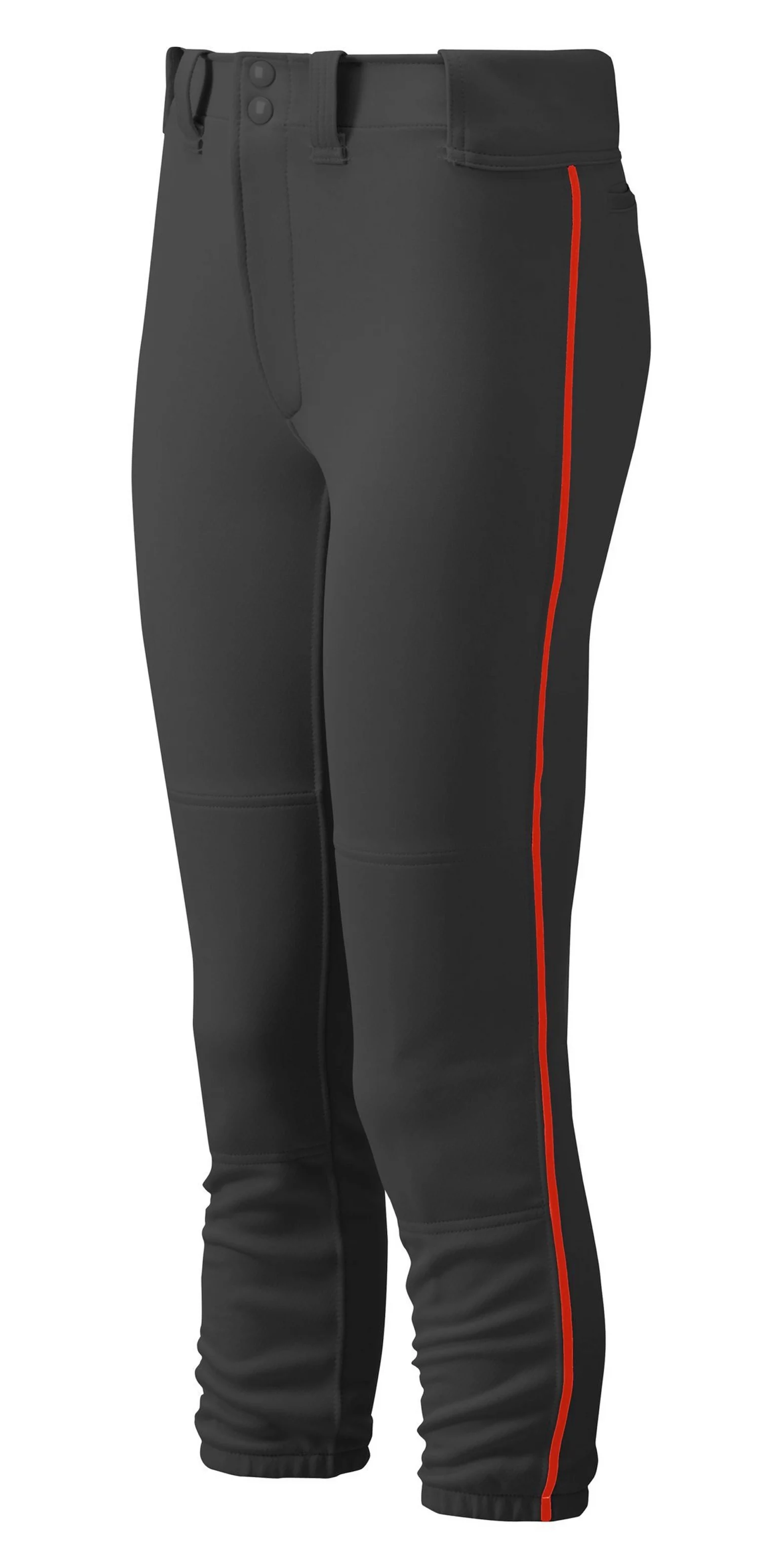 Women's Belted Piped Softball Pant - Black/Red