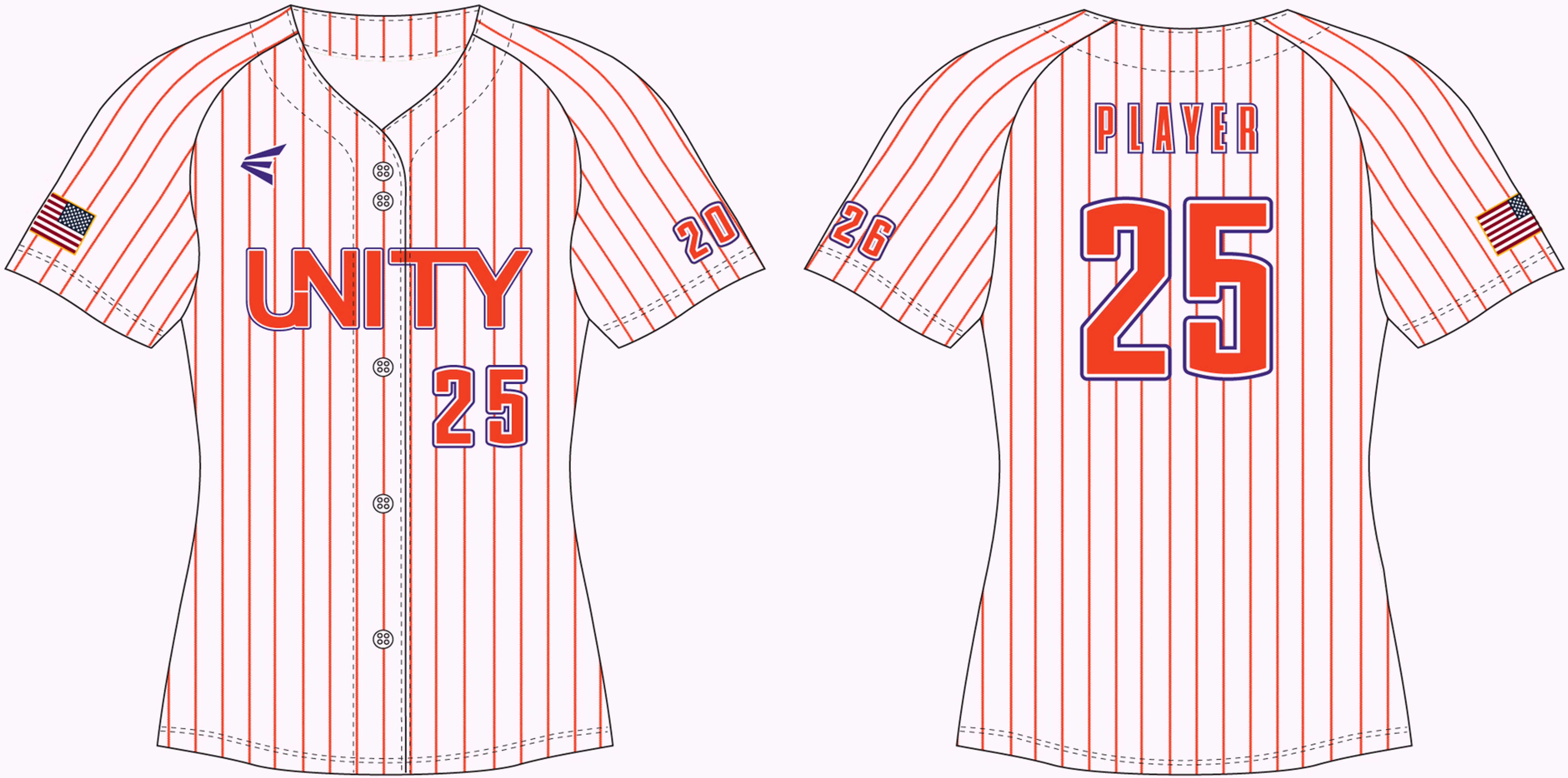 Easton Womens Two Button Jersey - White Pinstripe ROI