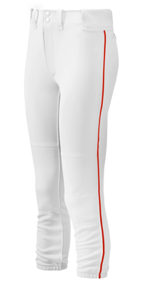 Women's Belted Piped Softball Pant - White/Red